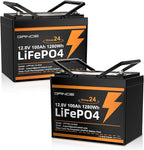 2 Pack 12V 100Ah LiFePO4 Batteries, Ultra-Light 21.9lb Each, 15000+ Cycles, 4S4P Expandable, Built-in 100A BMS, Group 24 Lithium Batteries for RV, Marine, Off-Grid, Trolling Motor, Solar, DIY Power