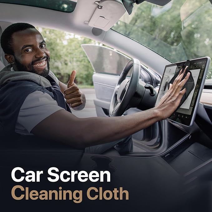 Kuzy 3 Pack Premium Microfiber Cleaning Cloth - Large Reusable Cloth for Glasses, Screens, MacBook Laptops, TVs, and Electronics - Scratch-Free, Lint-Free Cleaner, 3 Pack - Black