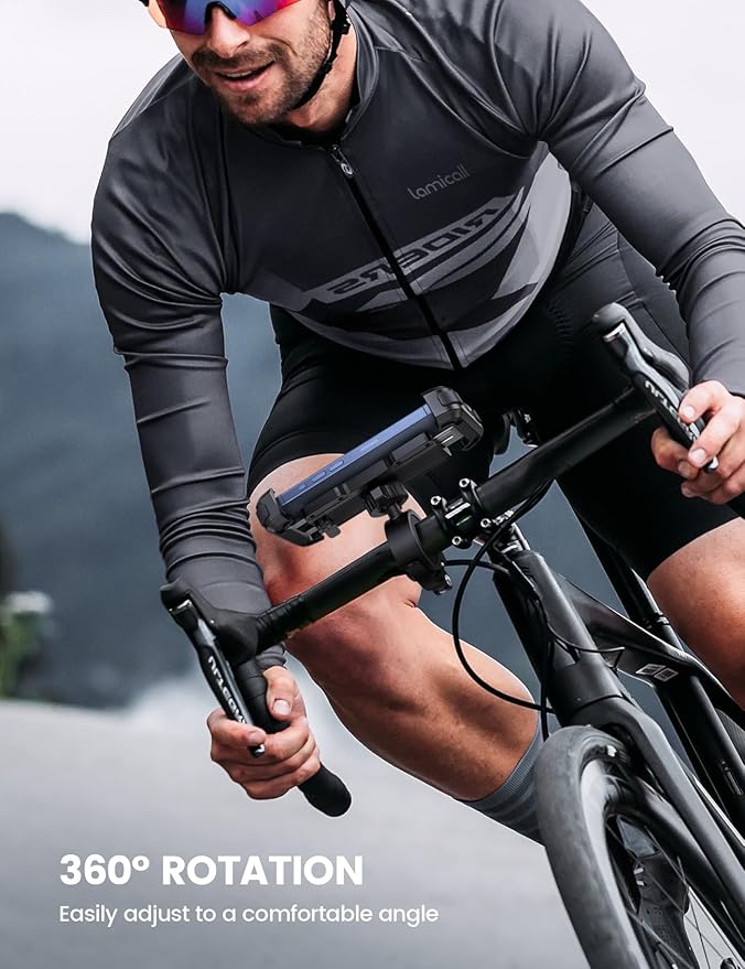 Lamicall Bike Phone Mount Holder - Motorcycle Phone Mount, Adjustable Cell Phone Holder, Bicycle Scooter Handlebar Cradle Clip for iPhone 16 Pro Max/Plus, iPhone 15 Plus, iPhone 14 and 4.7-6.8" Phone