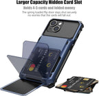 Nvollnoe for iPhone 13 Case with Card Holder[Store 5 Cards] Dual Layer Heavy Duty Shockproof Wallet Case with Hidden Card Slot Large Storage Cover for iPhone 13(Blue)