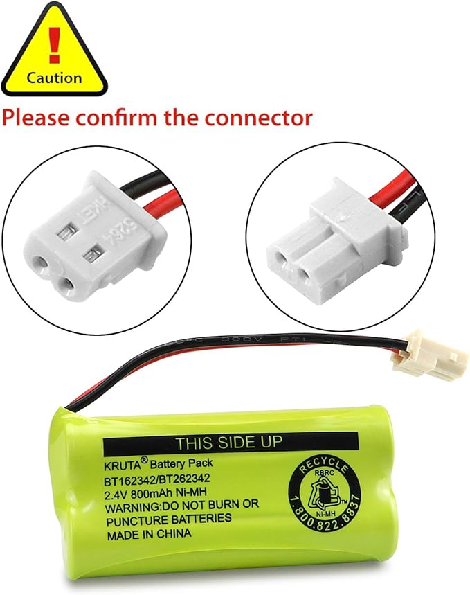 Kruta BT166342 BT266342 Battery 2.4V 800mah Replacement Battery Pack Compatible with for BT183342 BT283342 BT162342 BT262342 VTech CS6114 CS6419 CS6719 at&T EL52300 CL80111 Cordless Phone (Pack 4)