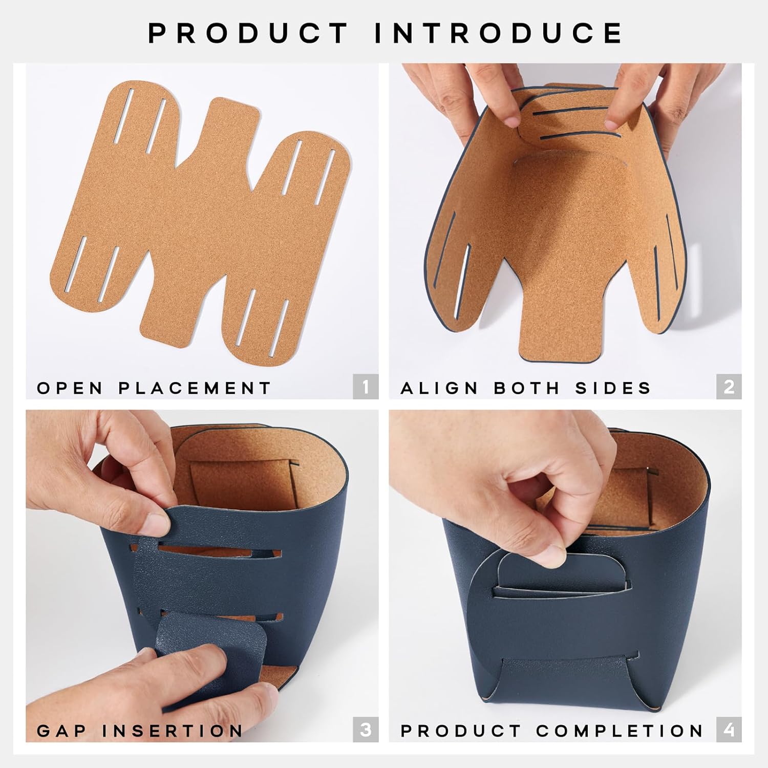 HOMIEAZICOZI 2-Pack Cork Leather Desk Accessories Storage - Pencil Pen Holder - Makeup Brush Holder Organizer - Stylish Addition to Home Decor (Dark Blue)