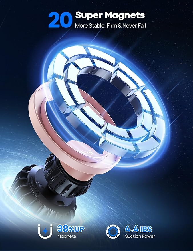 Lamicall Magnetic Car Mount - [20 Super Magnets] Air Vent Phone Holder Car, Hands Free Cell Phone Holder Clip Pink