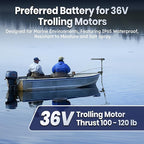 36 Volt Lithium Battery 50Ah for 36V Trolling Motor, Upgrade 1.2C Discharge 60A Current, 36V LiFePO4 Battery with Low Temp Protection, Up to 15000 Deep Cycle Lithium Battery Group31