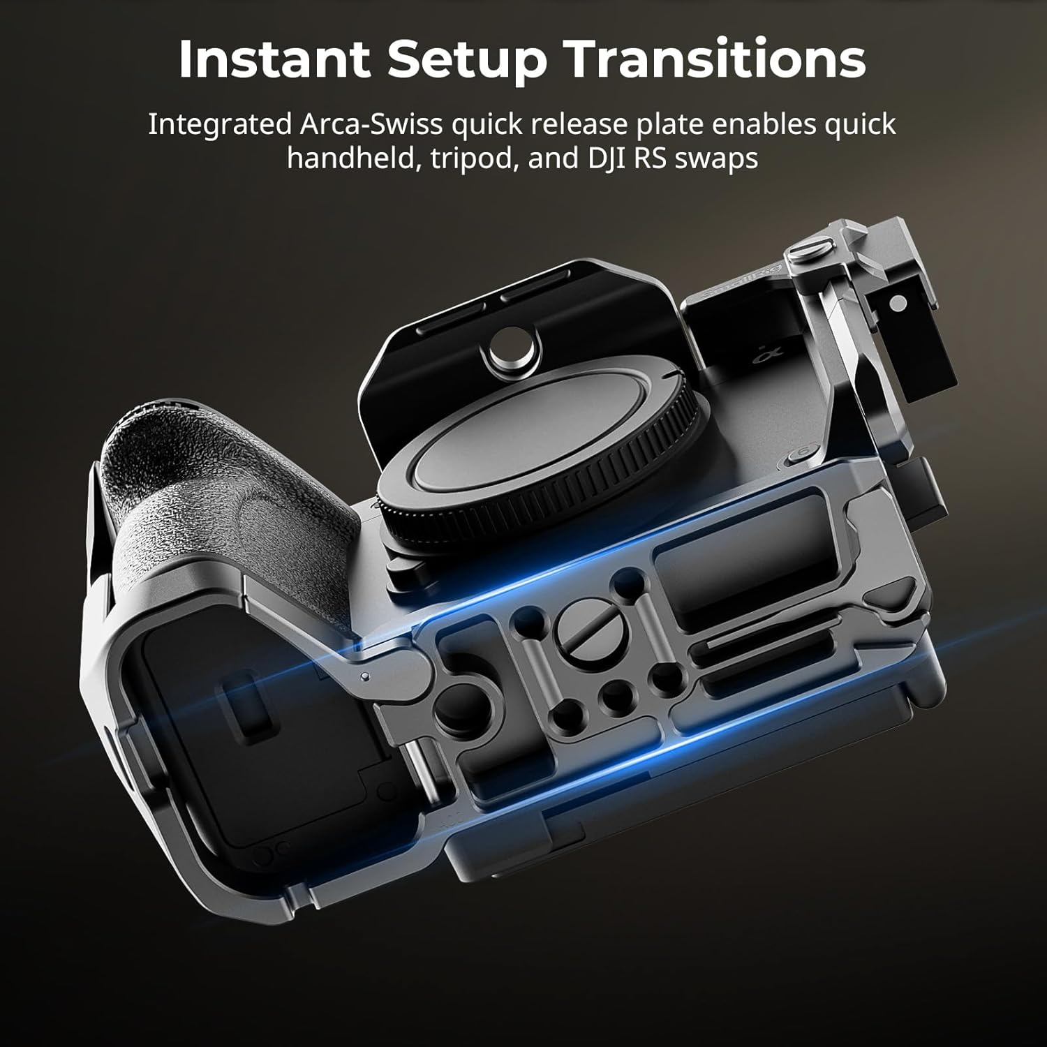 SMALLRIG Cage for Sony FX2, HawkLock Quick Release Camera Cage Kit for Sony with XLR Handle Extension, Wrist Strap and Cable Clamp for HDMI, QR Cold Shoe, Built in NATO Rail/QR Plate for Arca - 5588