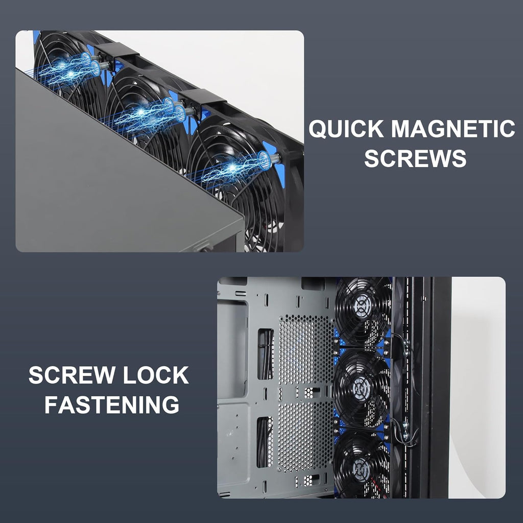 120mmx5 600mm Adjustable Computer PC Vent Fans 3V-12V Speed Controller for Flexible Arrange Rack Space Window Wall Cabinet Server Mining Rig Chicken Coop Exhaust Cooling