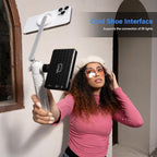 PHOPIK 35" Magnetic Selfie Stick Phone Tripod, Extendable Phone Tripod with Cold Shoe and Remote,Compatible with iPhone/Android/Sport Camera Perfect for Video Recording/Selfies/Insta360 x5（White）