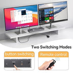 8K KVM Switch 2 Monitors 2 Computers Displayport, DP+DP 4K@144Hz USB3.0 Dual Monitor KVM Switches for 2 PC Sharing 2 Monitor of 1 Set Keyboard Mouse and USB Device, with IR Controller
