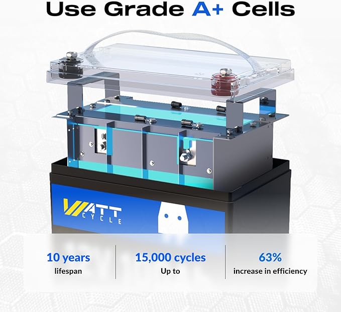12V 100Ah LiFePO4 Deep Cycle Battery - Group 24, 15000 Deep Cycles, Built-in 100A BMS, Low-Temperature Protection for RV, Marine, Golf Cart, Solar Panel Systems, Home Backup (4 Packs)