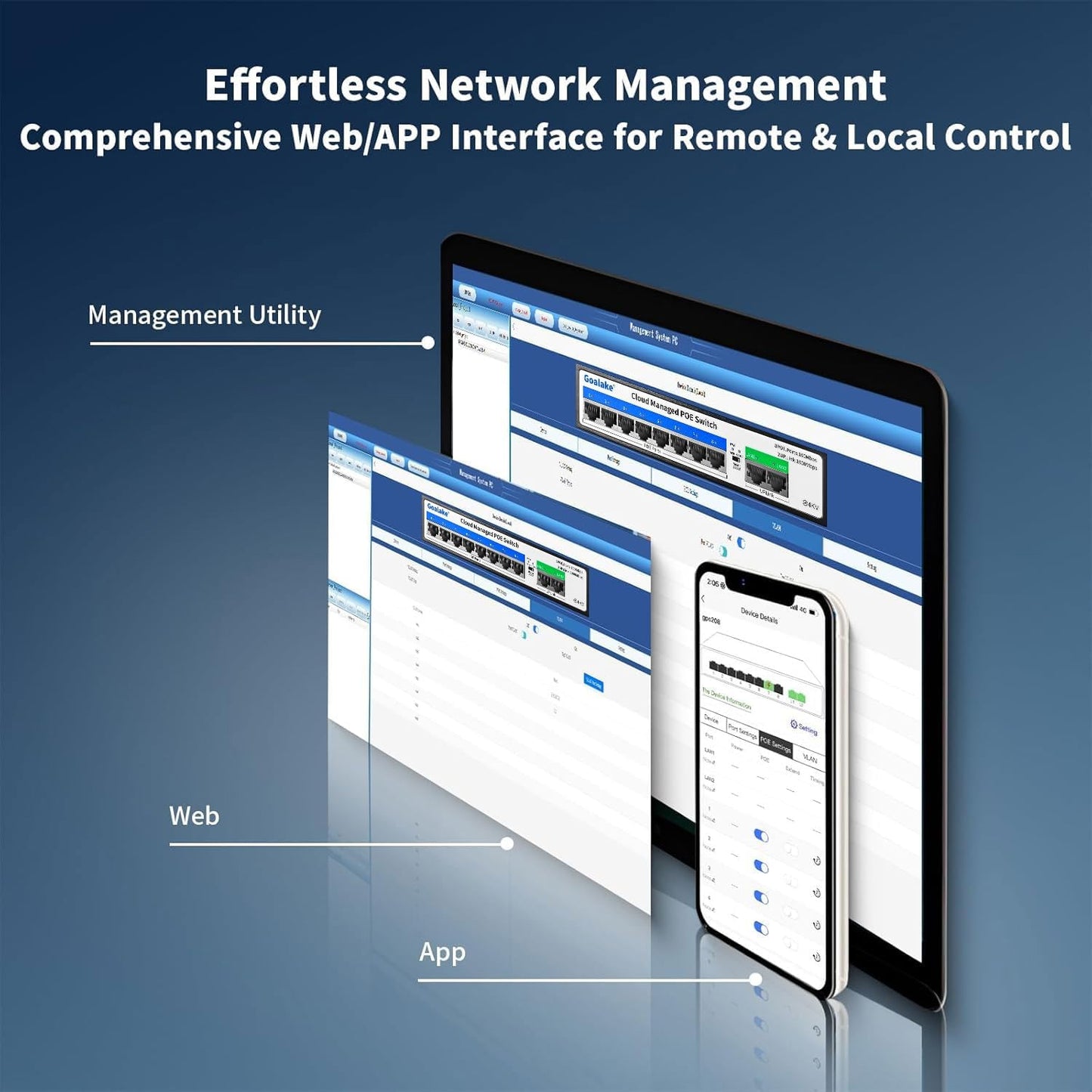 10-Port PoE Switch (8 PoE Ports@120W Built-in Power, 2 Uplink) with Extend Function, Managed Ethernet Switch, Plug & Play, Fanless Metal Design, VLAN, Qos,Desktop/Wall Mount