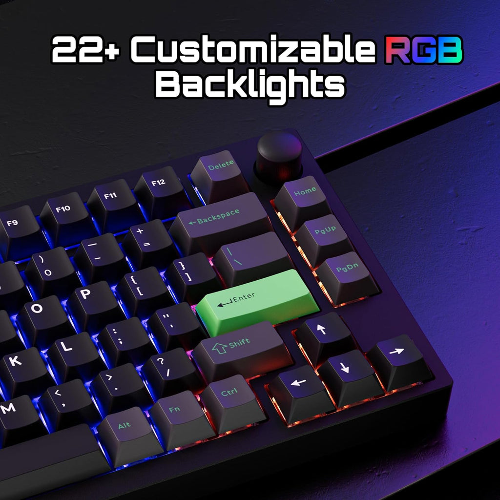 P1 HE 75% Wireless Custom Mechanical Gaming Keyboard with Gateron Double-Rail Magnetic Switches Full Assembled Knob Version - Black