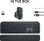 Logitech MX Keys S Combo - Performance Wireless Keyboard and Mouse with Palm Rest, Customizable Illumination, Fast Scrolling, Bluetooth, USB C, for Windows, Linux, Chrome, Mac