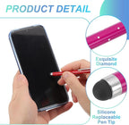 PATIKIL Stylus Pens for Touch Screens, 6 Pcs High Precision Universal Bling Stylus Crystal Metal Capacitive Pen for Touch Screen Devices Phone Tablets Laptop, Rose Red