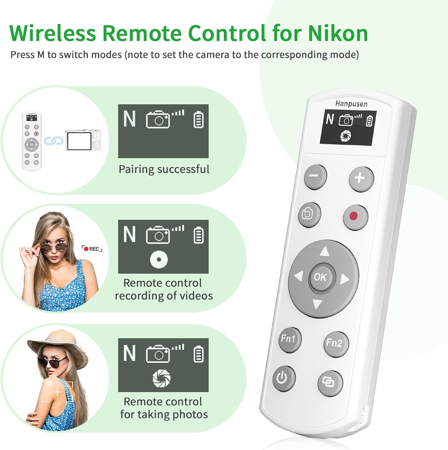 for Nikon Rechargeable Wireless Remote Control - Camera Remote Shutter Release with Zoom Focus Compatible with Nikon Z6 II/Z6 III/Z7 II/Z30/Z50/Z fc/Z f/Z5 II/Z50 II/B600/A1000/P950/P1000/P1100