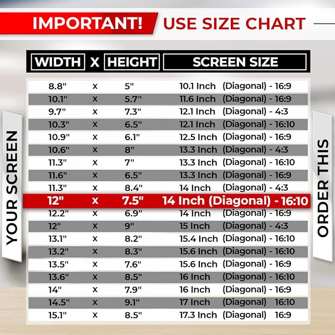 14 Inch 16:10 Laptop Privacy Screen Filter - Computer Monitor Privacy Shield and Anti-Glare Protector