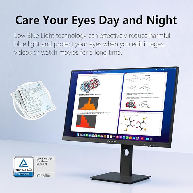 INNOCN 27" 2K 1440P QHD Monitor 100Hz IPS PC Computer Monitor for Mac Laptop, 65W USB C, HDMI, DP, Built-in Speaker, Eyes Care, Height/Pivot Adjustable, VESA Mountable - Black, 27D1Q