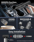 BOBYE Electric Compressed Air Duster & Keyboard Cleaner, 2-in-1 Blower & Vacuum with 180W Brushless Motor, 6000mAh Battery, 3-Gear Adjustable for Computers, Cars, Furniture, and Outdoor Cleaning