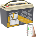 Power Queen 12V 100Ah Group 31 LiFePO4 Battery Bluetooth 5.0, Deep Cycle LiFePO4 Battery Max. Output Power 1280W, 100A BMS with Low-Temp Cut-off Protection for RV, Trolling Motors, Solar System