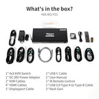 TESmart USB 3.0 HDMI+DP+USB C KVM Switch 3 Monitors 4 Computers 4K@60Hz, 4 Port Triple Monitor KVM Switch Built-in Docking Station, Headset,MST, EDID emulators, Hotkey Switch, Wired Network, Rack-Ears