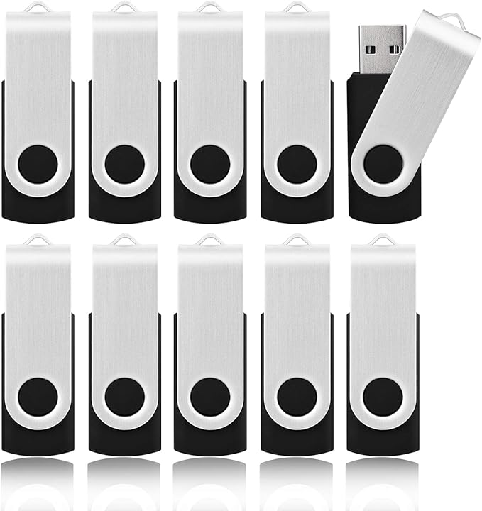KOOTION 20pcs 1GB USB Flash Drives Bulk Flash Drives 1G Memory Stick Swivel Thumb Drives 2.0, Black, 20 Pack