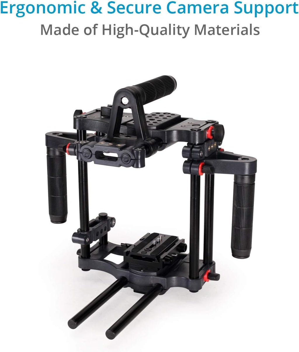 Power DSLR Camera Cage with MB-600 Matte Box Combo Kit. 4x4 Filter Holders, Lenses up to 95mm Diameter, Supports 15mm Rods. for DSLR/DSLM Handheld Camera. (FC-CTH-01)