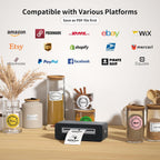 Bluetooth Thermal Shipping Label Printer, 4X6 Inkless Label Machine for iOS, Android, Laptop, Wireless Printer for Small Business, Compatible with Amazon, UPS, Shopify, Black