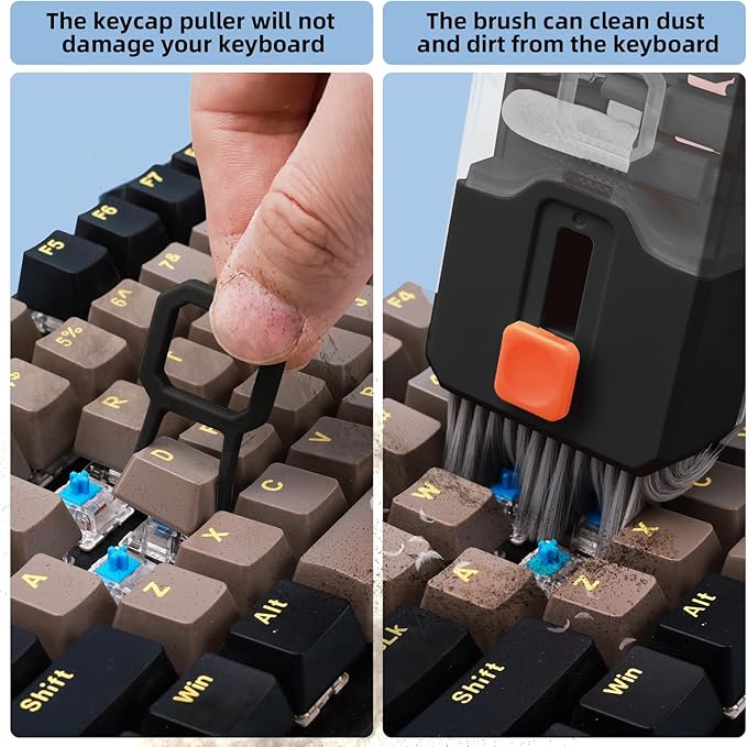 Ordilend Keyboard Cleaning Kit Laptop Cleaner, All-in-One Computer Camera Cleaning Kits Brush Tool, Multi-Function PC Electronic Cleaner for iPad iPhone Pro Earbuds Camera Monitor with Patent, Black