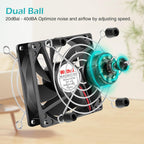 Wathai 80mm Small Computer Cooling Fan with AC Plug, 110V 120V 220V 240V Fan Enhanced Cooling Solution for Electronic Components, PC Cases, Greenhouses, Terrariums, and Modem Cool Projects
