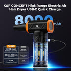 K&F CONCEPT Long-Lasting Compressed Air Duster, 8000mAh-150min Endurance| 150000RPM|LED Light|3 Gear Adjustable|Rechargeable Brushless Motor|for Computer, Keyboard, Car, Home
