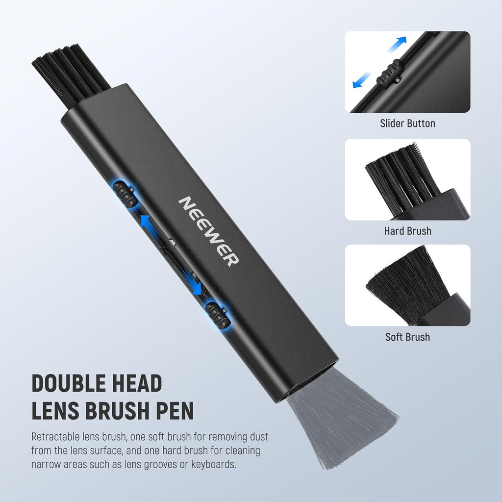 NEEWER 2 in 1 Camera Lens Cleaning Kit, 1x Lens Brush Pen + 1x Cleaning Cloth, for DSLR Camera, Electronics, Smartphones, Tablets, HM-45
