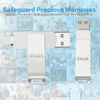 【App-le Certified 1T B】 iDiskk Photo Storage iPhone Flash Drive Photo Stick for iPhone (14/13/12/11 Pro/Plus/Pro Max,13/12 Mini,XR,XS,XS Max,X),Lightning iPad, MacBook/PC External USB Storage