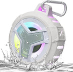 EBODA Bluetooth Shower Speaker, IPX7 Waterproof Portable Wireless Small Speakers, Floating, 2000mAh with Light for Home, Pool, Beach, Boat, Kayak Accessories, Gifts for Men, Women - White