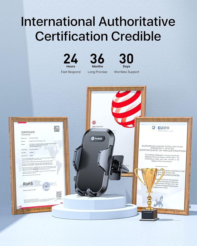 andobil 2025 Upgraded Car Phone Holder Mount for Vent, Military Sturdy Metal Clip Air Vent Phone Holder for Your Car Easy Used Cell Phone Car Mount for iPhone 16 15 14 13 12 Pro Max Samsung S25 S24