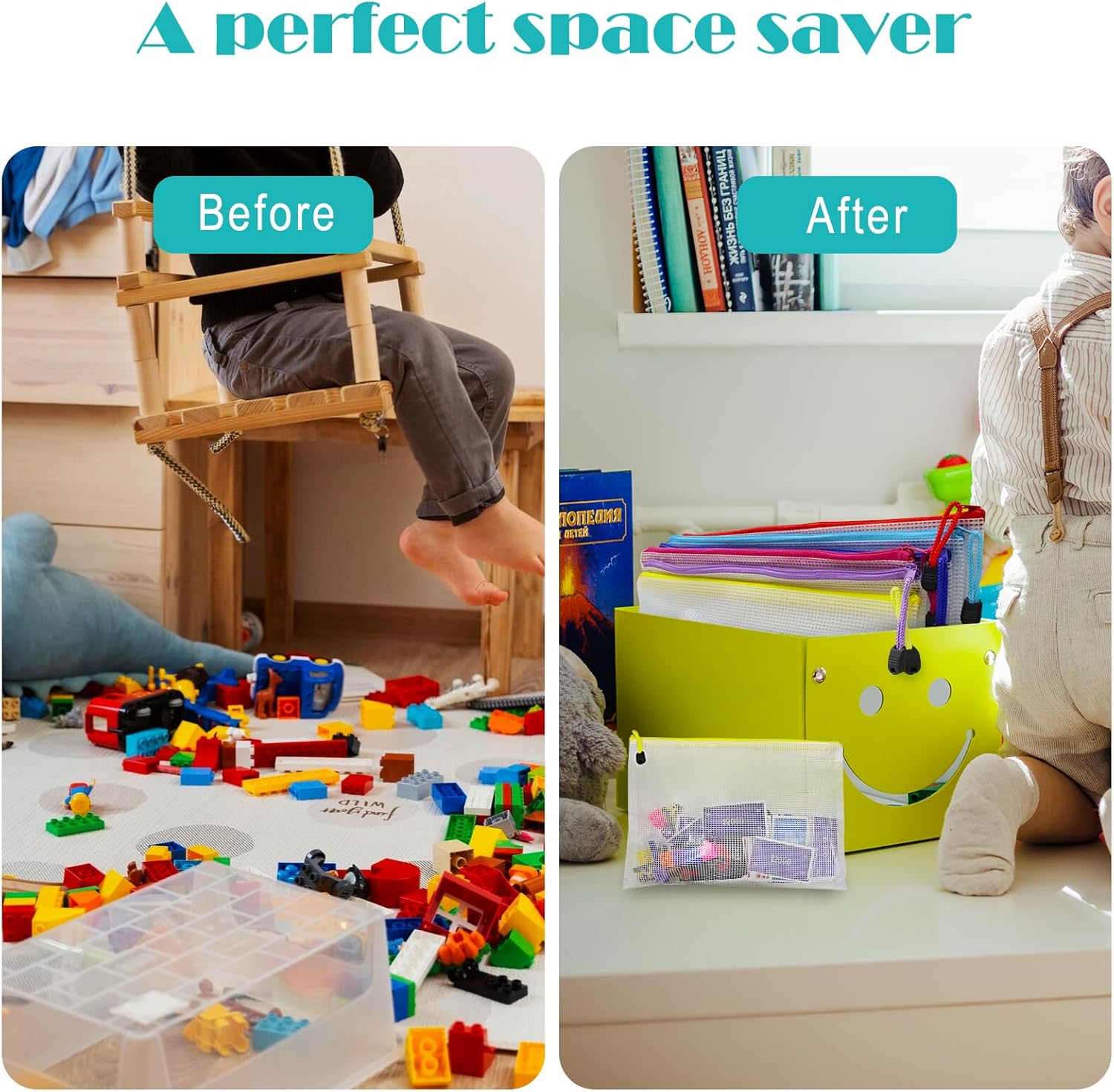 64pcs A4 Mesh Zipper Pouch Bags, Mesh Bags with Zipper Bulk, Pouches for Organization, Clear Storage Bags for Classroom, Travel, Office, Board Game