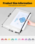 SUNEE Mesh Zipper Pouch 11x16 in (10 Colors, 30 Packs), Large Mesh Zipper Pouch Bags for School Office Supplies, Puzzles & Games, Travel Accessories, Waterproof Zipper Pouches for Organizing