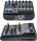 Dj Mixers 8 Channel Audio Mixer Sound Board with Bluetooth, Usb Audio Interface with Sound Card Recording and 48V Phantom Power Sounds Mixer Board with 99 DSP FX Reverb Delay Effect for Streaming
