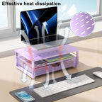gianotter Computer Monitor Stand Riser, office organizer with Drawer, Office Organizers Storage for Classroom Office Supplies (Purple)
