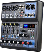 Dj Mixers 8 Channel Audio Mixer Sound Board with Bluetooth, Usb Audio Interface with Sound Card Recording and 48V Phantom Power Sounds Mixer Board with 99 DSP FX Reverb Delay Effect for Streaming