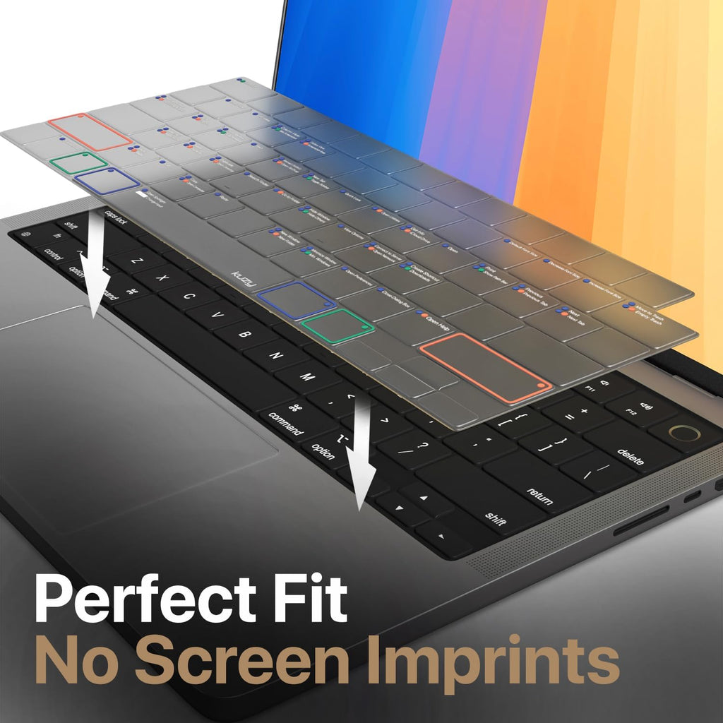 Kuzy MacOS Shortcut for MacBook Pro 14 inch Keyboard Cover M4 16" 2025 2024 2023 M3 M2 M1 Pro Max - MacBook Air 13 inch Keyboard Cover 15" M4 M3 M2 - Mac OS US Layout TPU Tinted