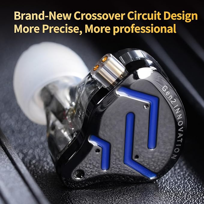 KZ ZSN Pro 2 in-Ear Monitors Headphones Metal Earphones 1BA+1DD Hybrid Technology HiFi Bass Clear Sound IEMs Noise Cancellation Earbuds Wired for Musicians Singer Audiophile(Black,No Mic)