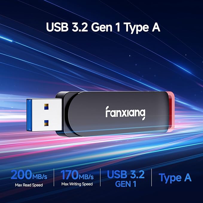 2 Pack 128GB USB Flash Drive, Metal Thumb Drives, USB 3.2 Up to 200MB/s Type A Memory Stick for Storage and Backup, F309