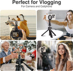 elitehood Magnetic Magsafe Tripod Phone Mount Holder, Foldable Phone Holder for Tripod Attachment with 1/4” Screw & Cold Shoe, All Aluminum iPhone Mount Adapter for Recording Shooting Vlogging