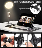 MoKo Desk Ring Light with Stand and Phone Holder, 10" Full-Screen LED Ring Light for Desk, Dimmable Zoom Lighting for Computer, Desk Light for Video Calls,Video Recording,Live Streaming,TikTok,Makeup