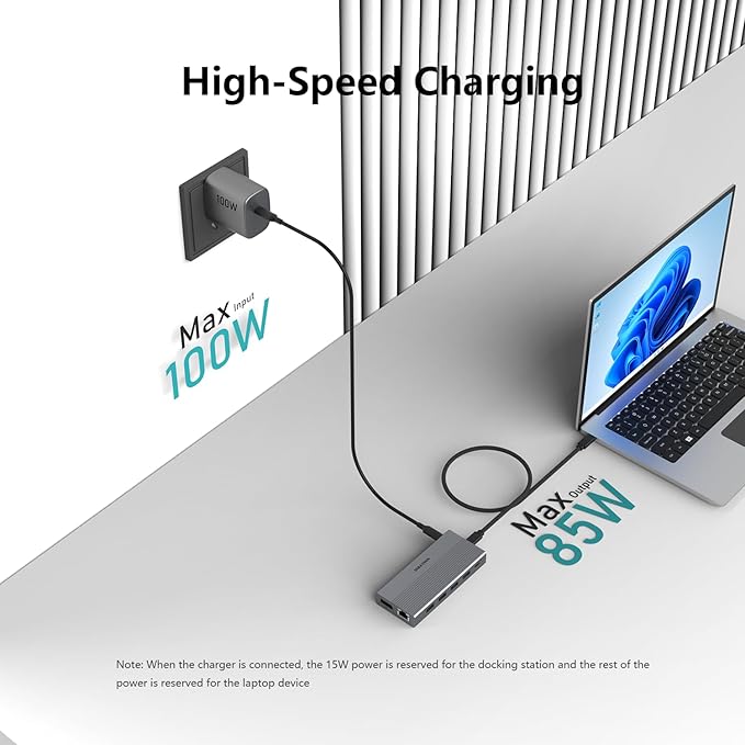 13-in-1 USB C Docking Station: Triple 4K Display, 100W Power Delivery, 5Gbps Data Ports, SD/MicroSD Slot - for Dell XPS, HP Laptops & ThinkPad