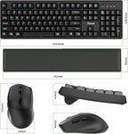 Wireless Keyboard and Mouse Combo with Wrist Rest, 2.4G Full-Sized Keyboard and Mouse Cordless, 3 DPI Adjustable Silent Mouse, Dual-System Keyboard for Computer/Laptop/Windows/Mac(Black)