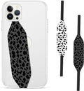 Phone Grip Strap - Pack of 2 Reversible Finger Holder for Phone Back, Customizable Anti-Slip Design, Wireless Charging Compatible Detachable Holder for iPhone - Leopard Night