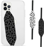 Phone Grip Strap - Pack of 2 Reversible Finger Holder for Phone Back, Customizable Anti-Slip Design, Wireless Charging Compatible Detachable Holder for iPhone - Leopard Night
