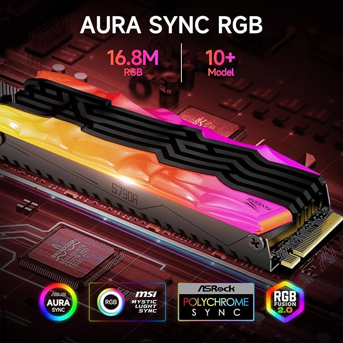 S790R 4TB NVMe M.2 SSD PCIe 4.0 x4, Internal Solid State Drive with RGB Heatsink, Up to 7350MB/s, 3D NAND TLC, PS5 Compatible, Ideal for Gaming, Creators & Professionals