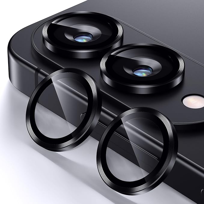 Korecase for Samsung Galaxy S25 Edge Camera Lens Protector, 9H Tempered Glass Anti Scratch Camera Screen Protector Shockproof Film Shcokproof Metal Ring Lens Protecor for Galaxy S25 Edge,Black