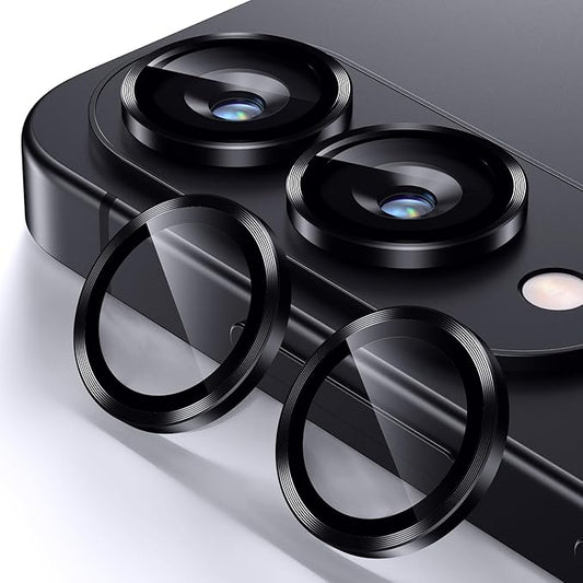 Korecase for Samsung Galaxy S25 Edge Camera Lens Protector, 9H Tempered Glass Anti Scratch Camera Screen Protector Shockproof Film Shcokproof Metal Ring Lens Protecor for Galaxy S25 Edge,Black